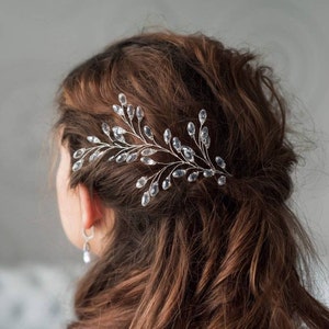 Clear hair vine Bridal hair piece crystal Rhinestone hair piece for wedding Silver bridal hair vine