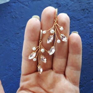 Crystal vine earrings Bridal blush earrings image 4