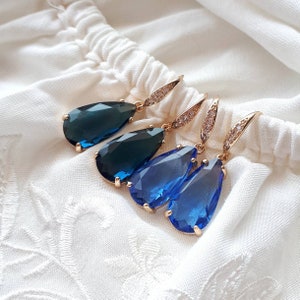 Navy blue bridal earrings Dusty blue drop earrings wedding image 7
