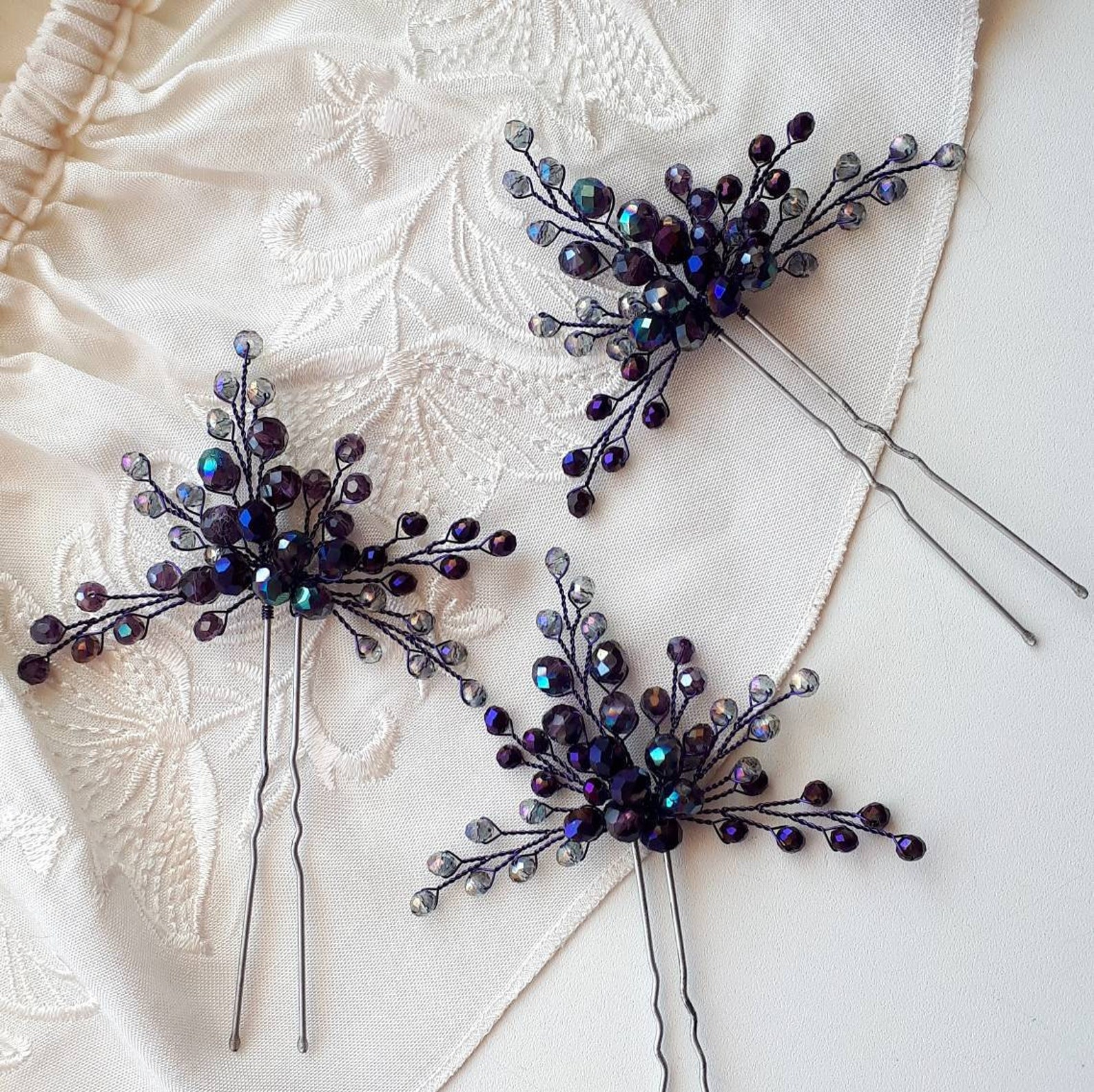 Purple Hair Piece for Wedding Purple Bridal Hair Pins Etsy