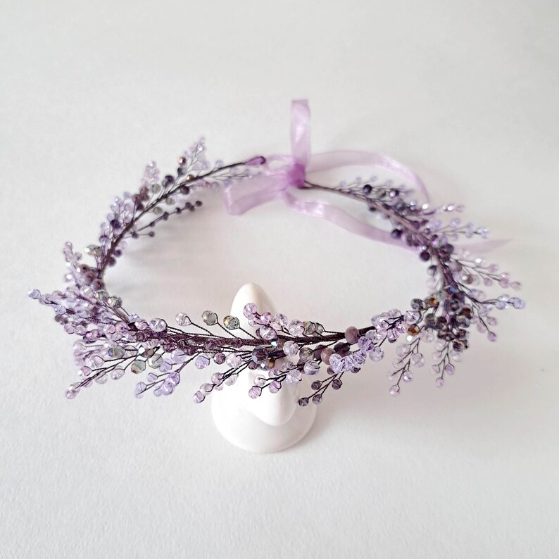 Purple wedding crown Lavender bridal tiara Purple head piece image 5