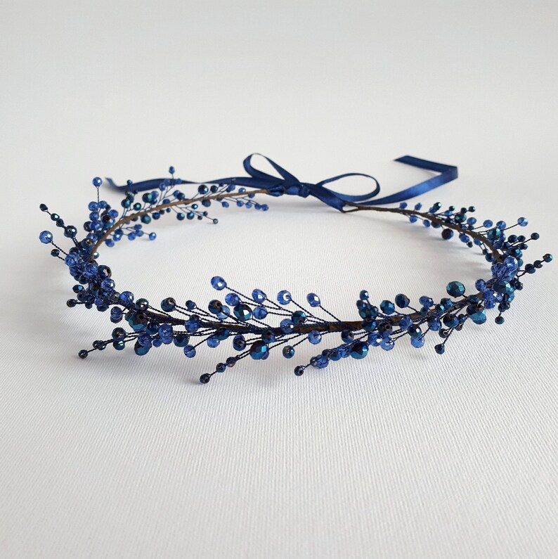 Navy Blue Wedding Crown Sapphire Bridal Head Piece Etsy