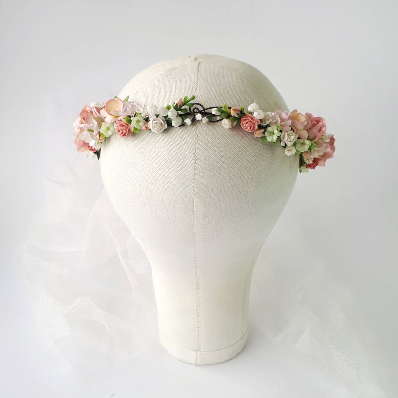 Corona Di Fiori Rosa Per Capelli - Accessorio Per Matrimoni, Compleanni E Feste