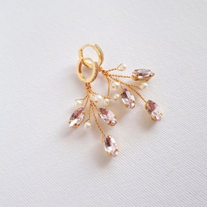 Crystal vine earrings Bridal blush earrings image 2