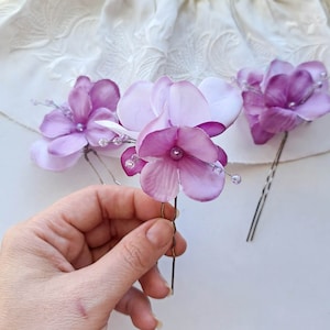 Purple flower hair pins Lilac wedding hair piece