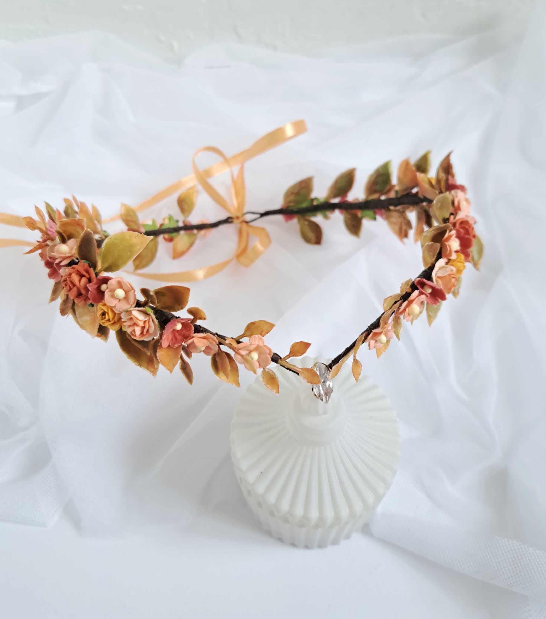 SOLDHandmade Flower Leaf Fall Crown Headband Tiara Fall Flower Tiara Crown: Handmade Floral Headband for Girls  main image 2