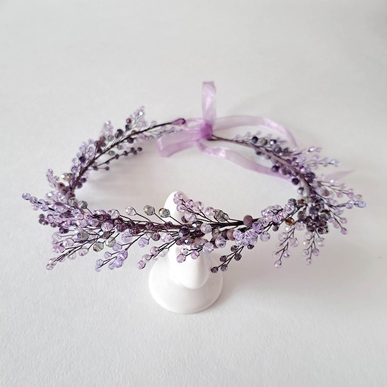 Purple wedding crown Lavender bridal tiara Purple head piece image 7