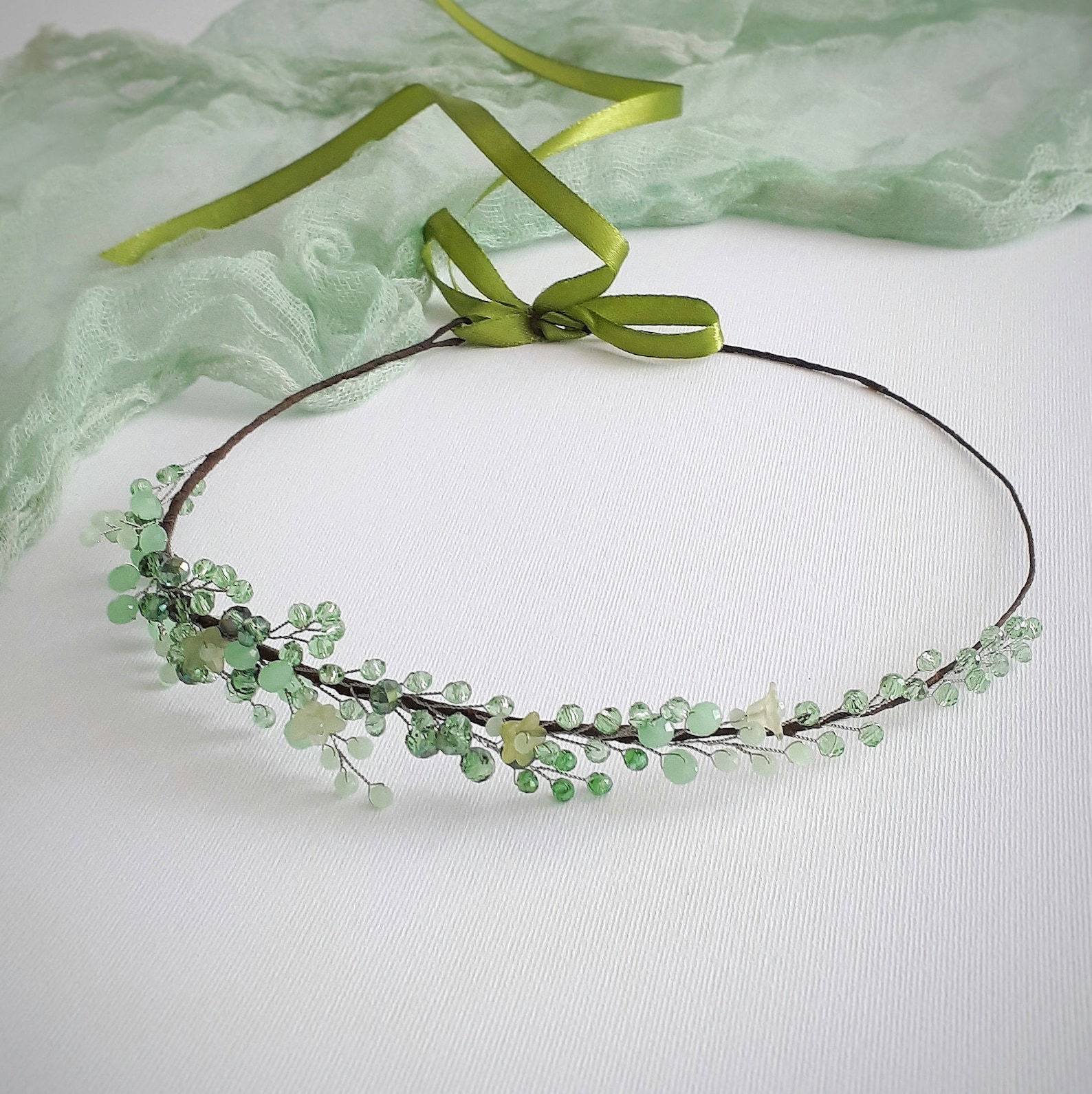 Sage Green Hair Accessories Greenery Bridal Crown Etsy