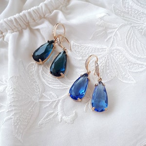 Navy blue bridal earrings Dusty blue drop earrings wedding image 5