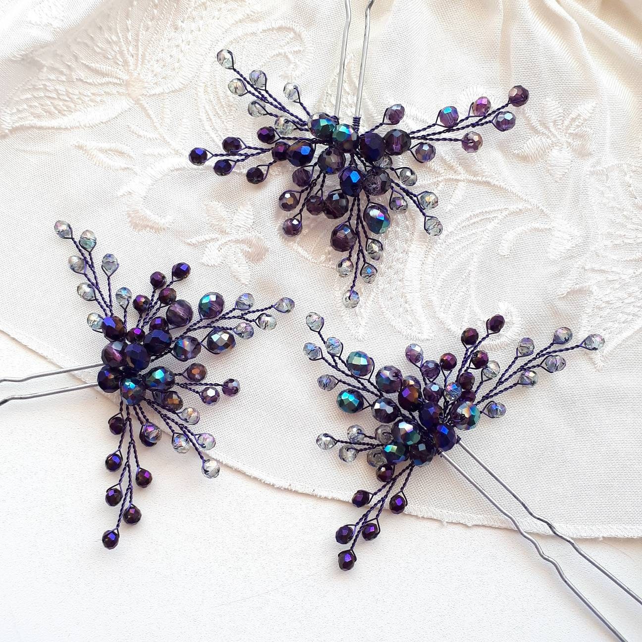 Purple Hair Piece for Wedding Purple Bridal Hair Pins Etsy