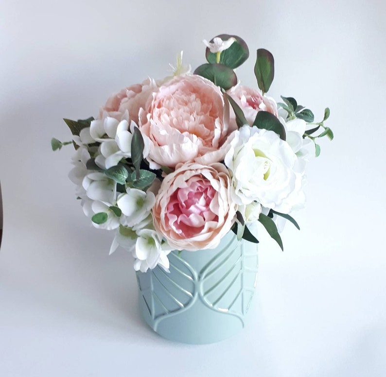 White pink wedding bouquet Peony wedding bouquet image 5