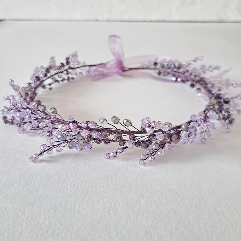 Purple wedding crown Lavender bridal tiara Purple head piece image 3