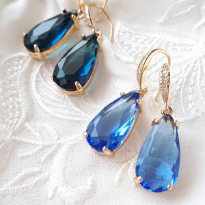 Navy blue bridal earrings Dusty blue drop earrings wedding image 6