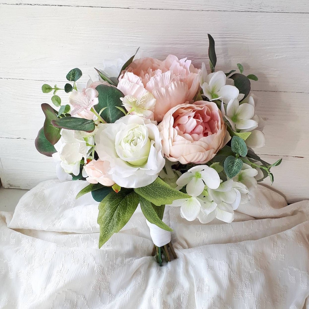 thumbnail interactive-video image 1 of Angel Isabella Artificial Peony & Rose Bouquet – Shades Of Pink And Ivory (8 Stems, Made In USA) 1 of 6