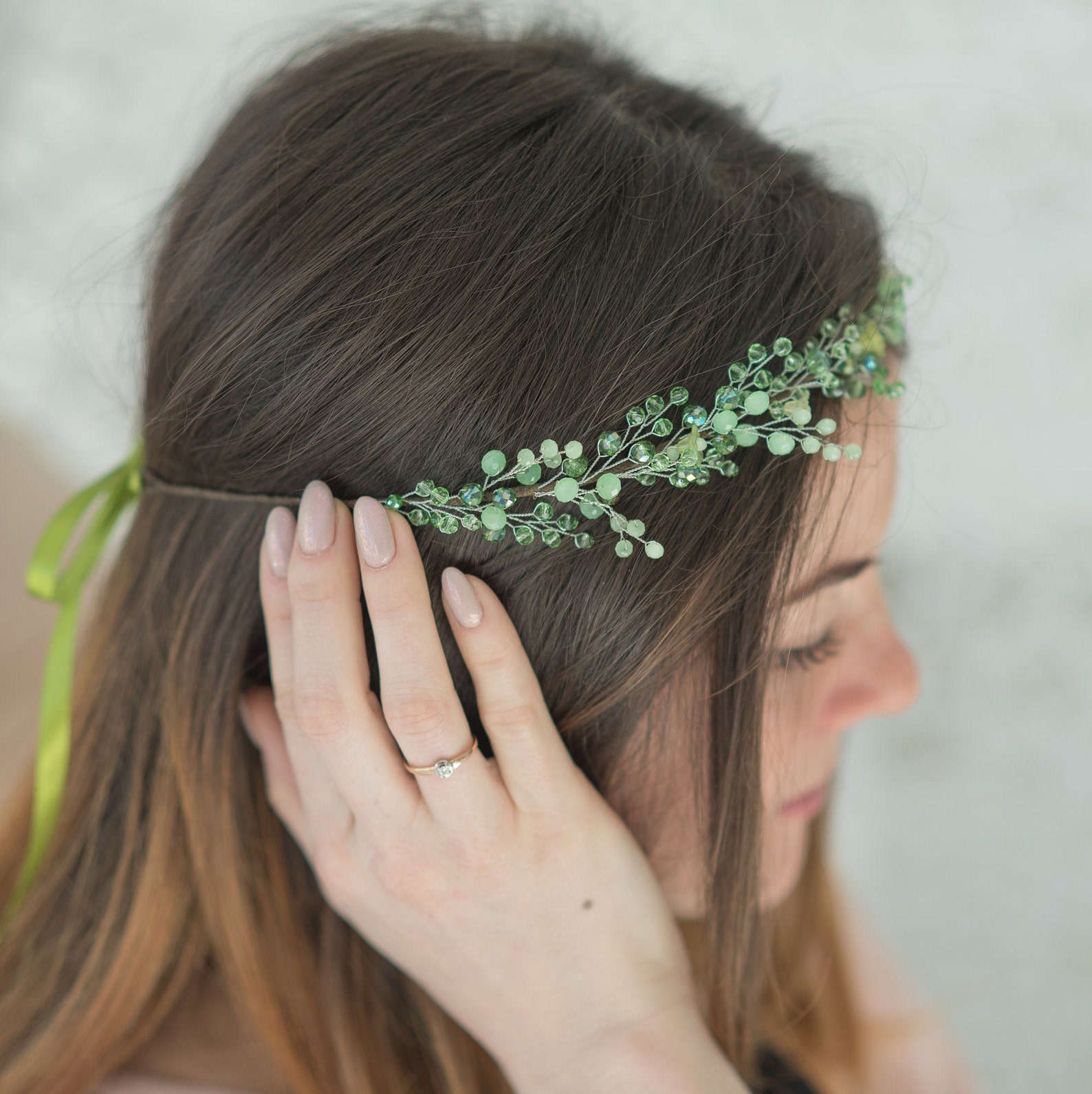 Sage Green Hair Accessories Greenery Bridal Crown Etsy