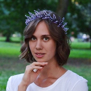 Purple wedding crown Lavender bridal tiara Purple head piece image 10