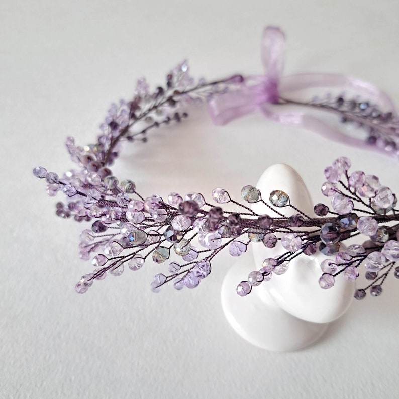 Purple wedding crown Lavender bridal tiara Purple head piece image 2