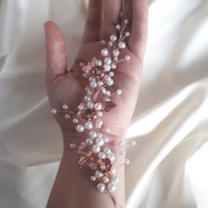 Braut Haarkranz rose gold Perle Hochzeit Haarschmuck für Bide Bild 8