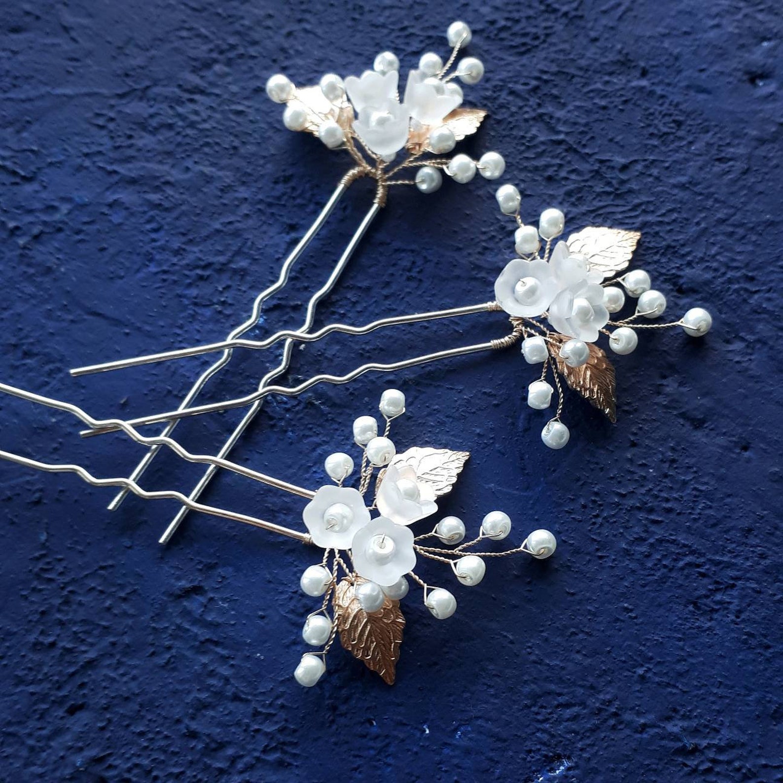 Petite fleur mariage épingles à cheveux fleur dor pièce de Etsy France