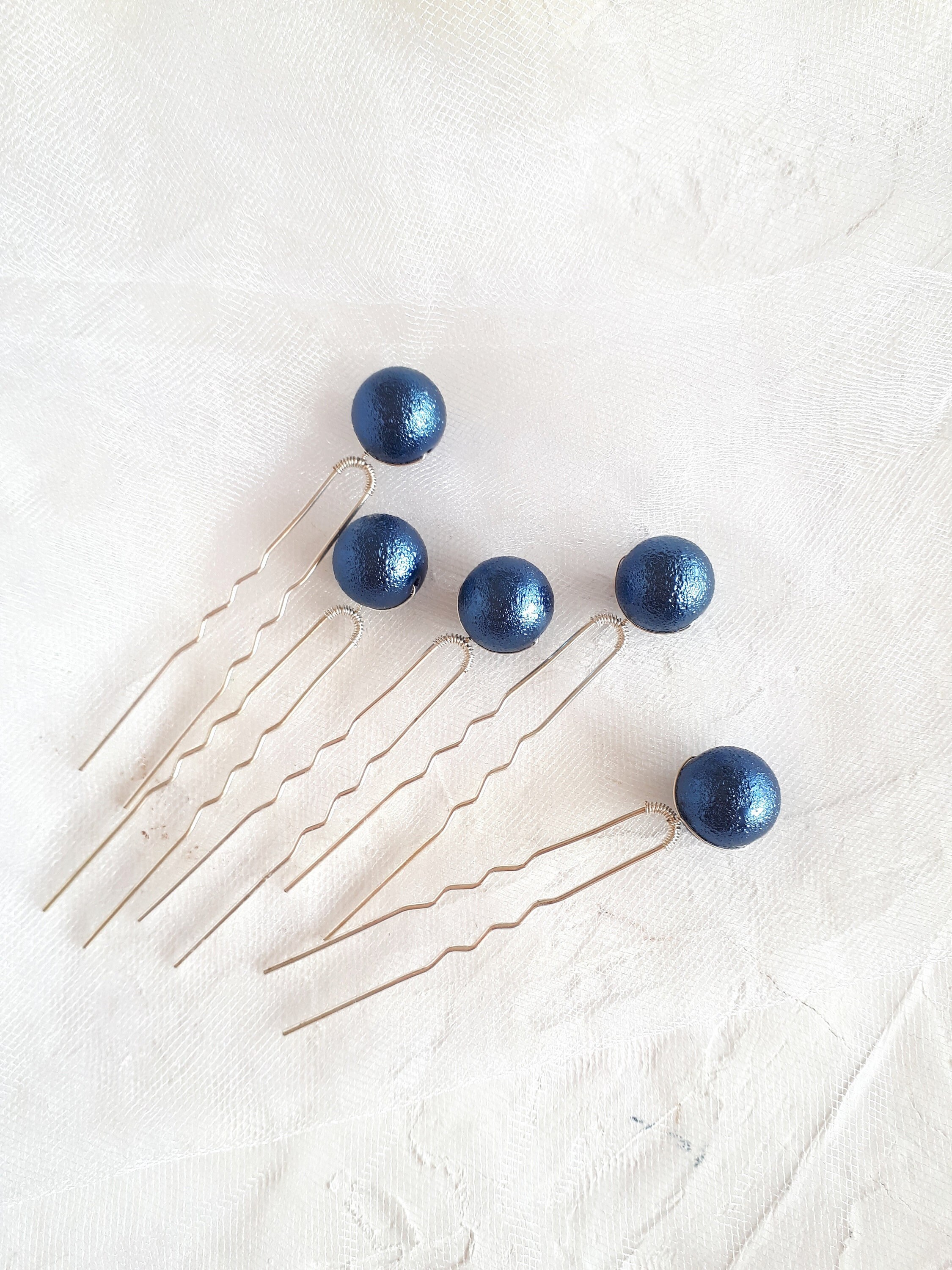 Blue pearl hair pins discount