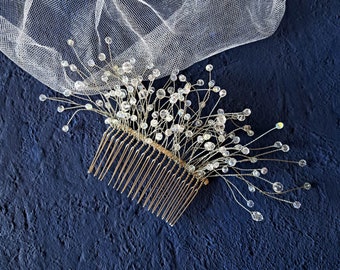 Silver hair comb for wedding Crystal bridal hair piece Bridal hair accessories