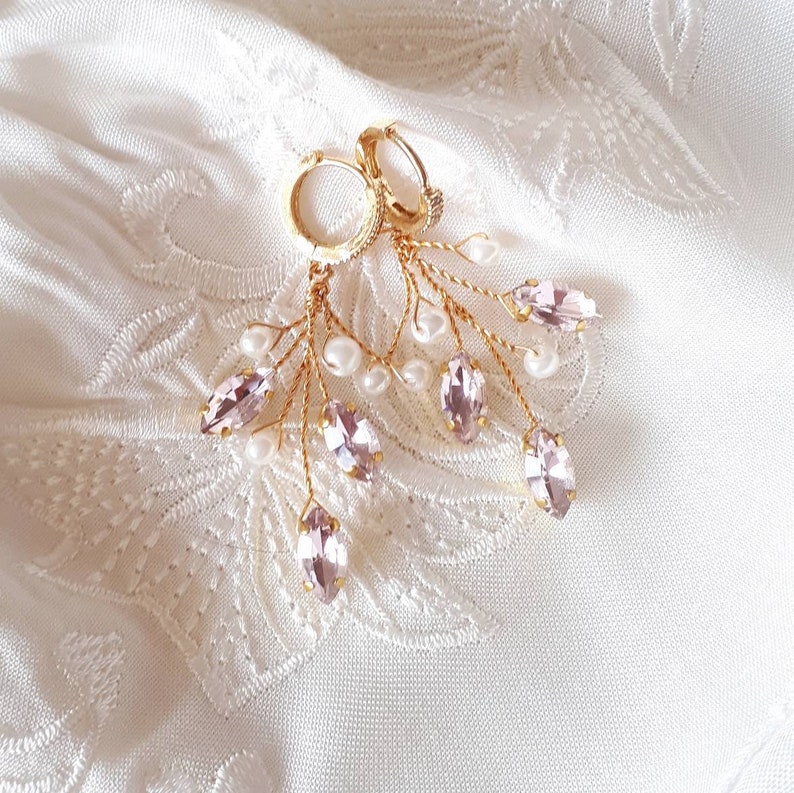 Crystal vine earrings Bridal blush earrings image 5