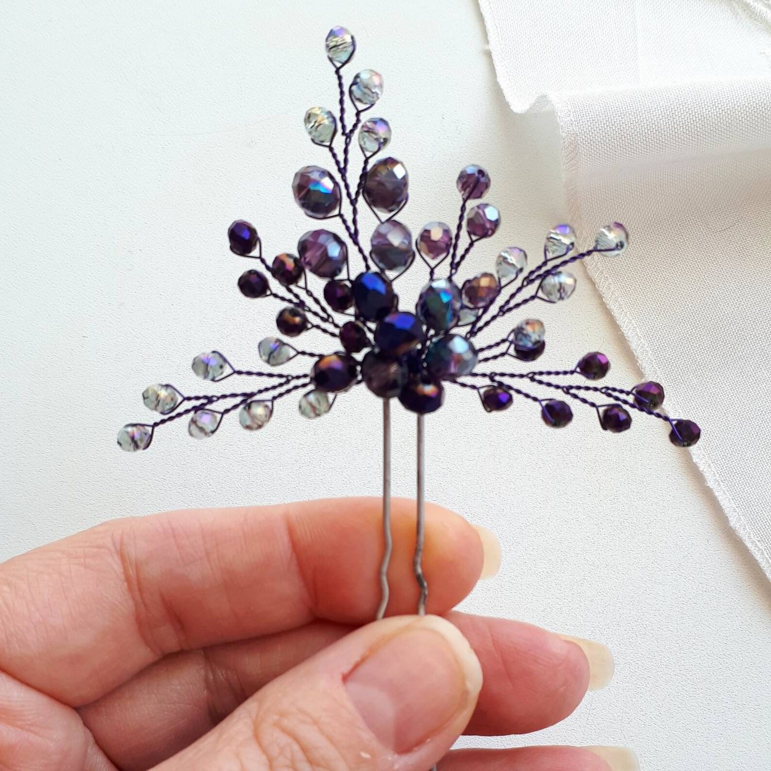 Purple Hair Piece for Wedding Purple Bridal Hair Pins Etsy