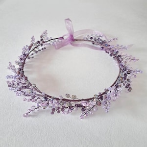 Purple wedding crown Lavender bridal tiara Purple head piece image 1