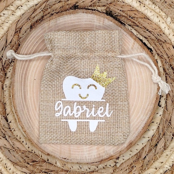 Sac à dents doré | sachet petite souris | sachet fée des dents