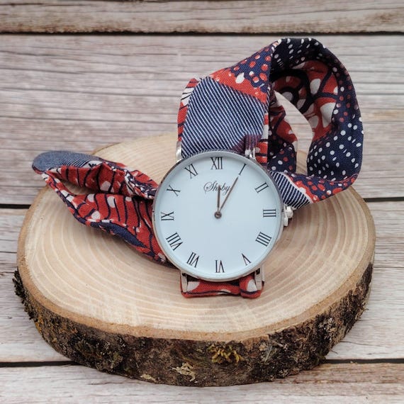 Montre Élégante avec Bracelet en Tissu Montre Foulard Montre Ruban  Montre Bracelet Tissu Coton Montre avec Bracelet en Coton