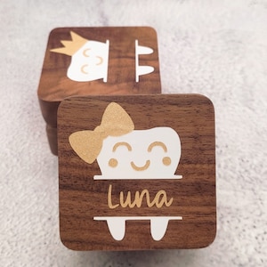 Wooden tooth box | baby tooth box | personalized tooth box | customizable tooth box | first name tooth box | gold