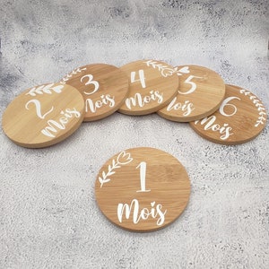 Tarjetas de paso de madera | tarjetas de hitos de nacimiento | tarjetas de hitos del bebé | tarjetas de hitos del embarazo | tarjetas de pasos de flores | tarjetas de pasos de bambú