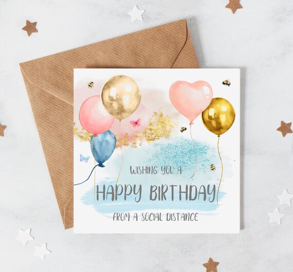 Social Distancing Birthday Card for her Stay Home card Happy | Etsy