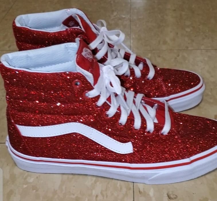 Custom Red Glitter Top Vans Etsy