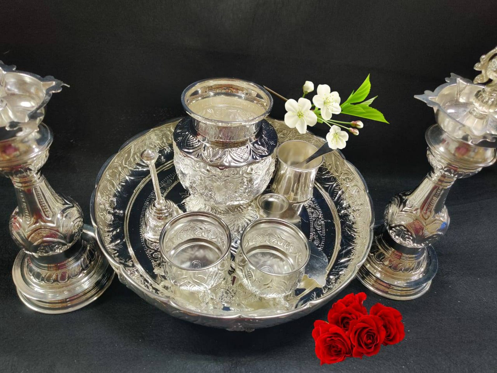 German silver Pooja Set Etsy
