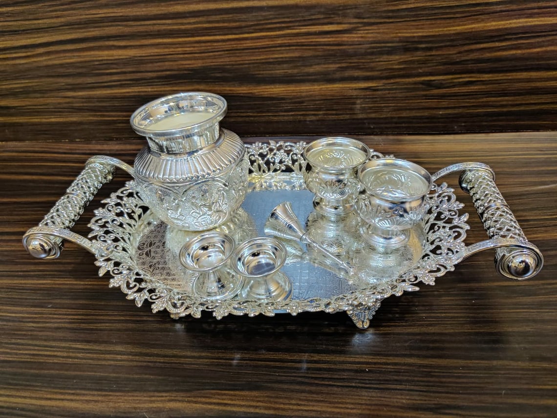 German Silver Pooja Items Online Shopping German silver Pooja Set | Etsy