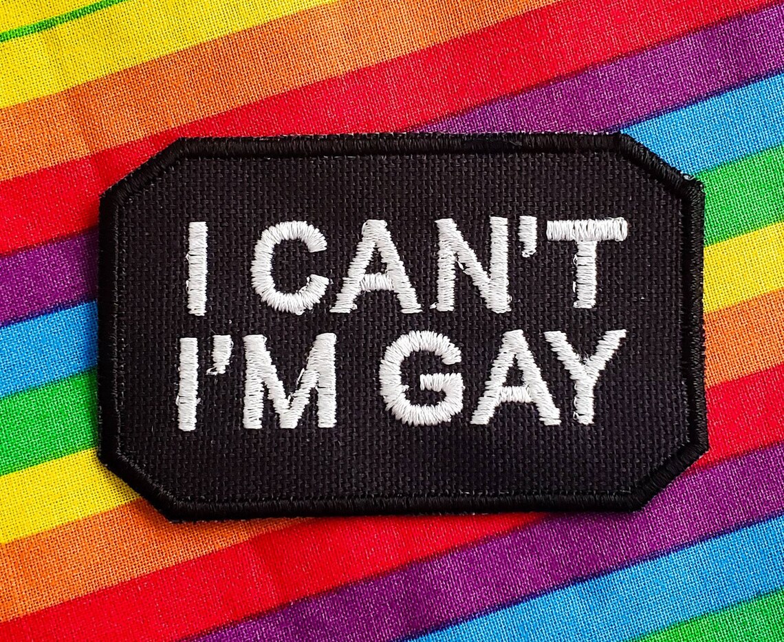 I Can't I'm Gay LGBTQ Punk White On Black Embroidered | Etsy