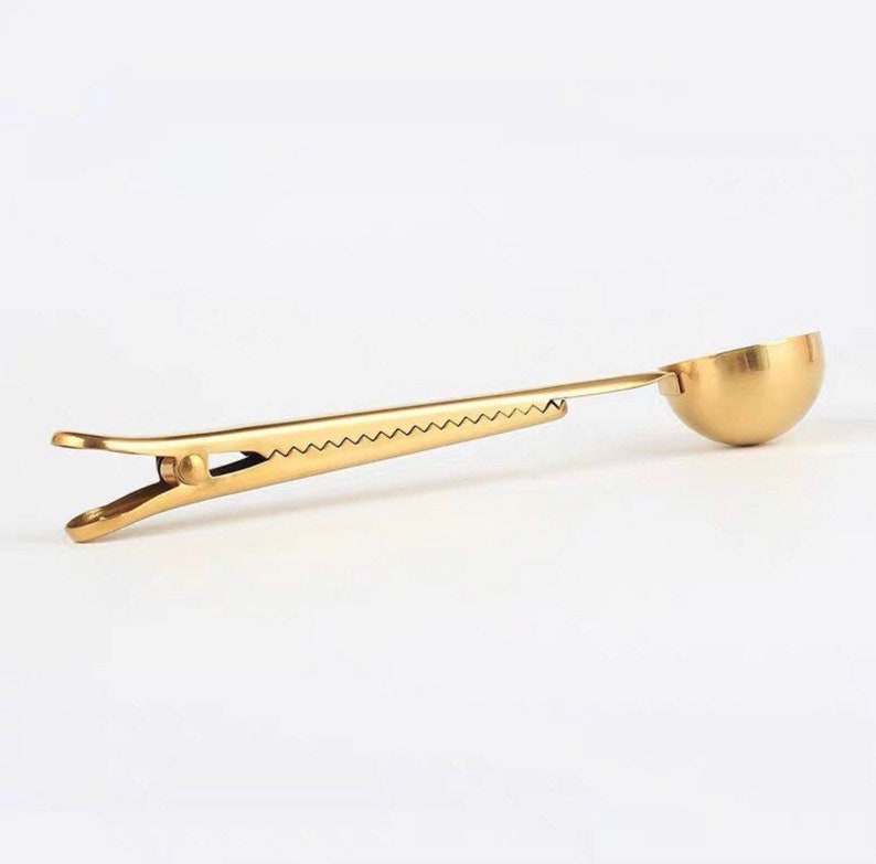 Coffee Scoop & Clip All in One Gold Etsy