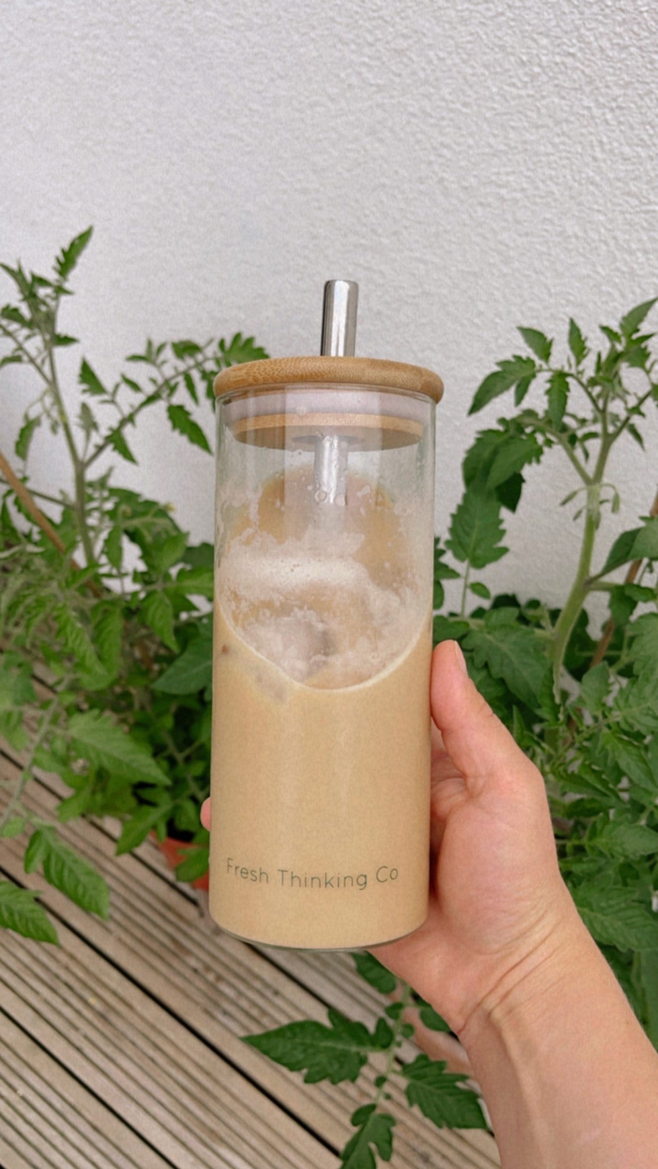 Glass Smoothie Cup Bamboo Lid Stainless Steel Straw Etsy UK