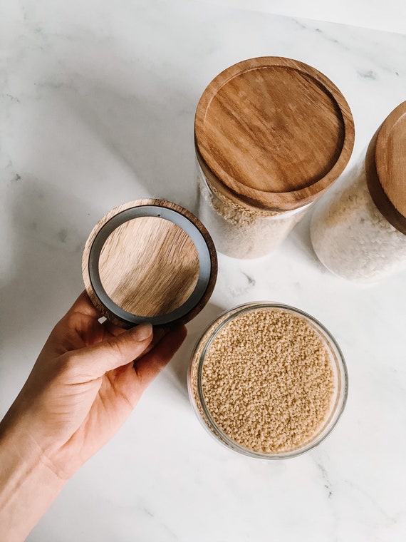 wood top spice jars