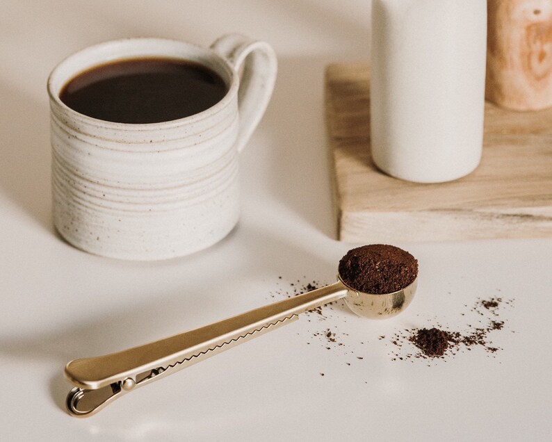 Coffee Scoop & Clip All in One Gold Etsy