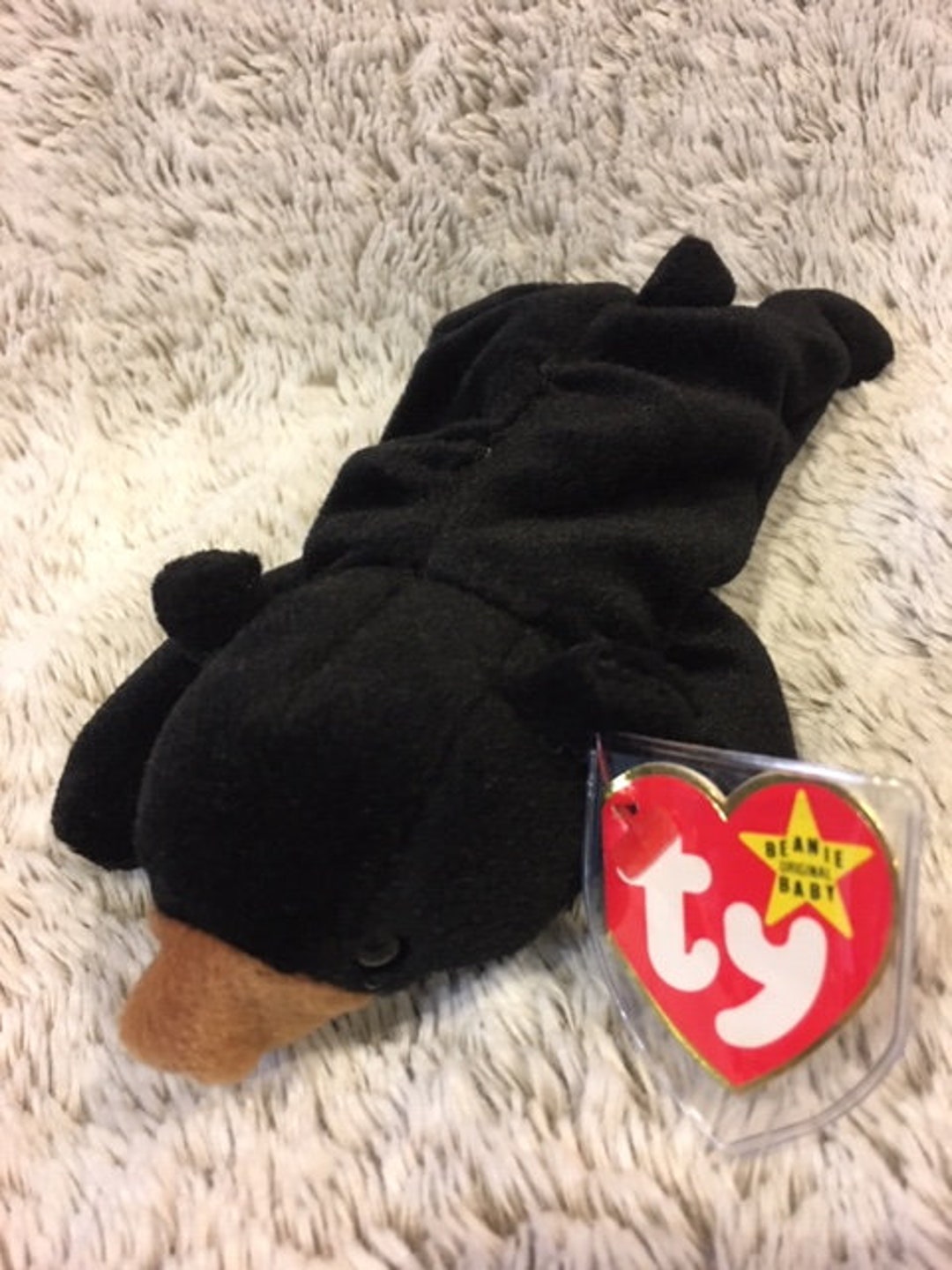 TY Very Rare and Retired BLACKIE the Bear With Tag Errors New