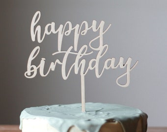Happy Birthday Wooden Cake Topper | Birthday Party |  Cake Topper