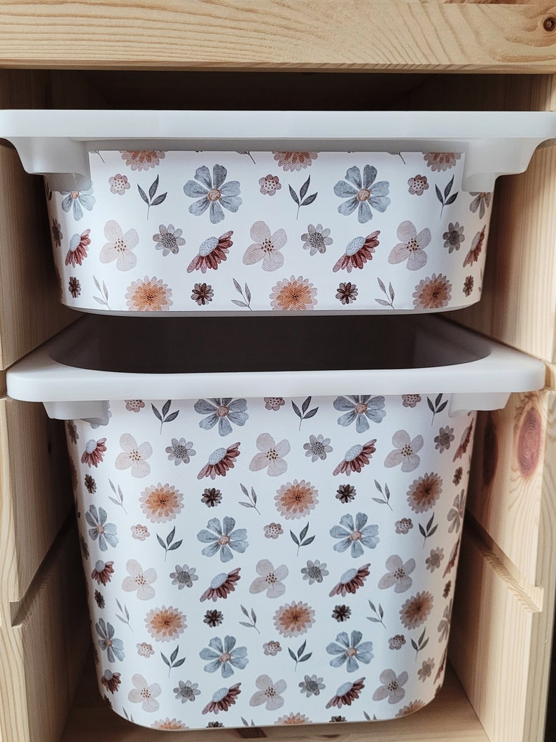 Trofast IKEA Pegatinas / Vintage Flowers Storage Vinilo Pegatinas / IKEA Trofast Storage Wraps / Cajas de decoración de guardería / Pegatinas de vinilo imagen 3