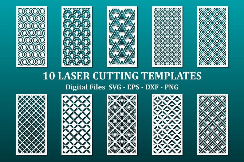 10 Laser Cutting Templates With Modern Geometric Pattern | Etsy