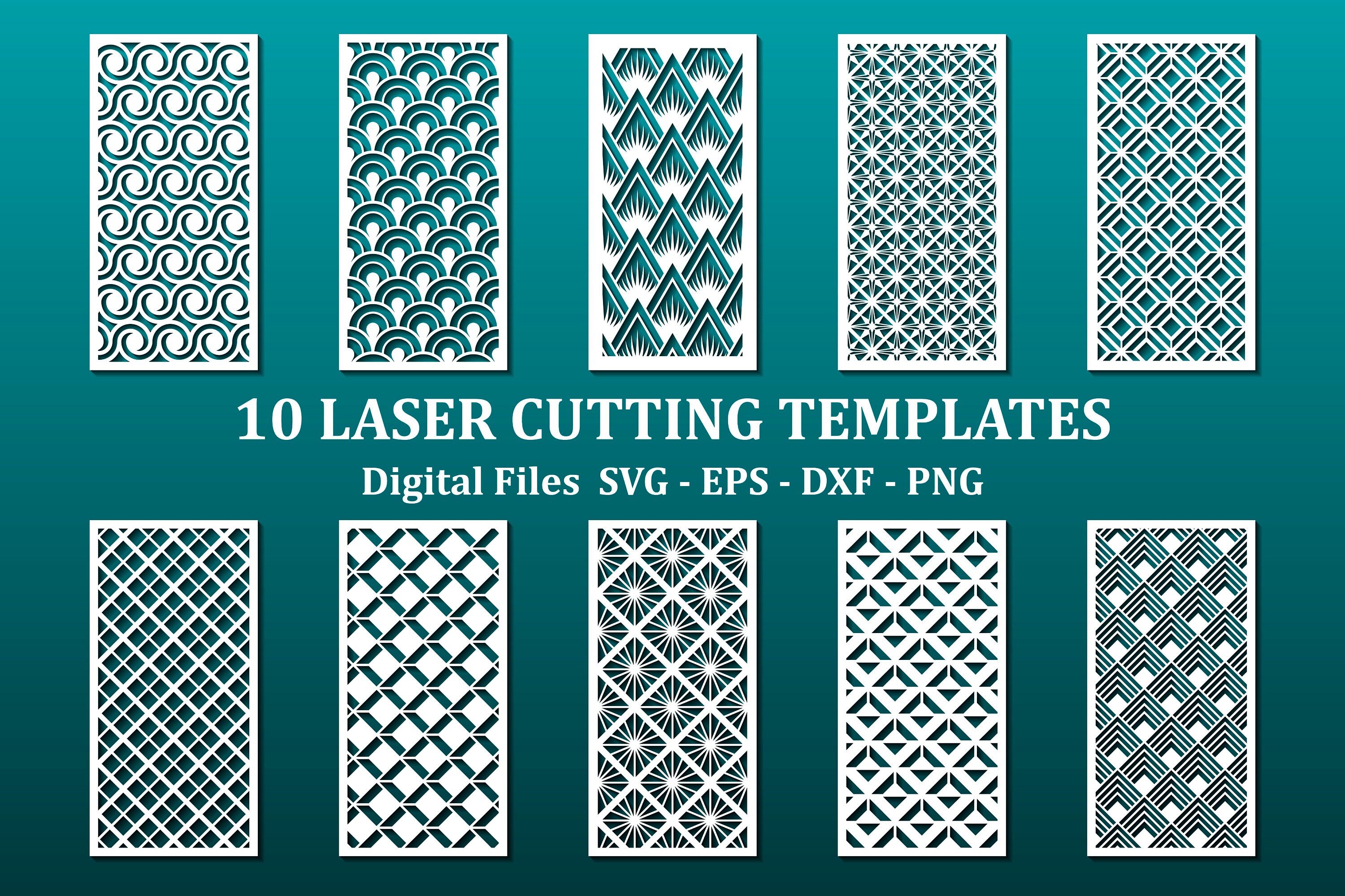 10 Laser Cutting Templates with modern geometric pattern Etsy