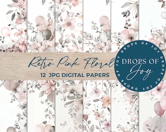 Papel digital con globos florales rosas – Scrapbook & Junk Journal (Descarga digital)