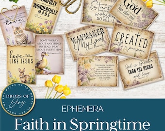 Faith Journal Cards - Springtime Ephemera, Bible Verse (Digital Download)