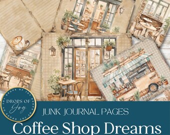 Coffee Shop Junk Journal Pages – Cakes & Coffee Ephemera (Digital Download)