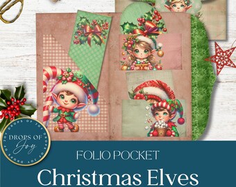 Christmas Elves Junk Journal Folio Kit – Festive Ephemera (Digital Download)